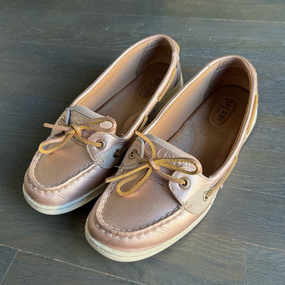 Sperry Rose Gold Metallic Boat Shoes
